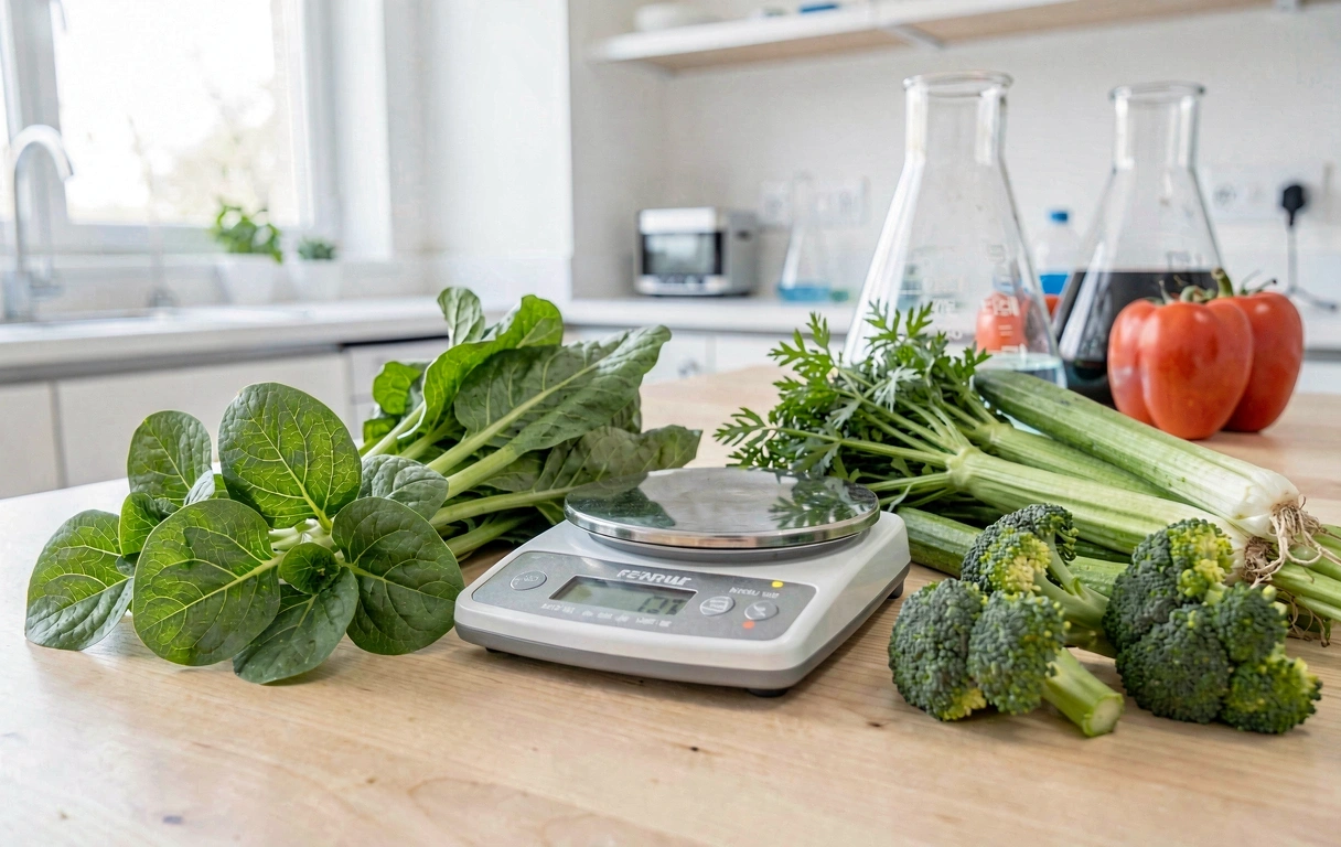 Frische Kräuter und Waage Symbolbild